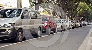 cars parked row, car park