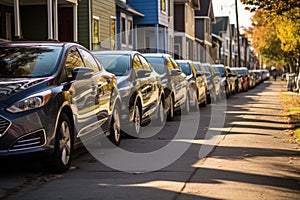 cars parked in a row, ready for carpooling