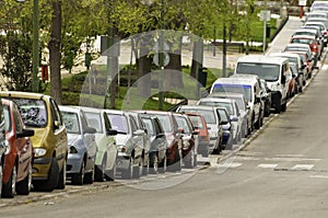 Cars parked on the street