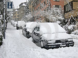 Cars parked on the street