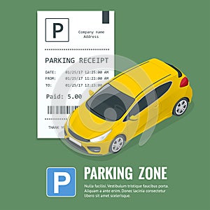 Cars in the parking lot and Parking tickets. Public car-park.