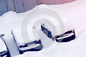 Cars in the Parking lot in the snow