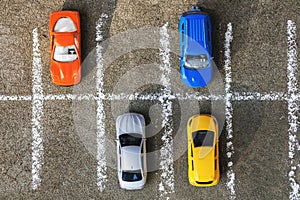 Cars on parking lot. top view