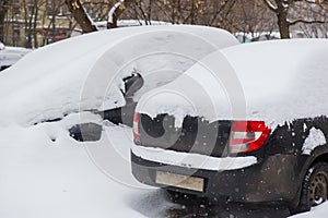 cars in the Parking lot in the winter