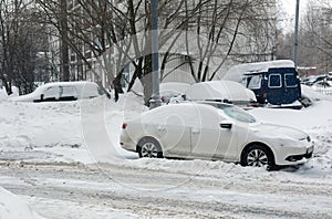 cars in the Parking lot in the winter