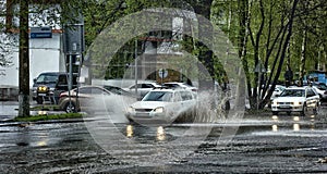 Cars and rain.