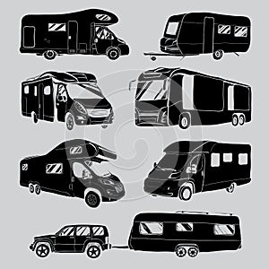 Cars Recreational Vehicles Camper Vans Caravans Icons