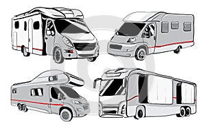 Cars Recreational Vehicles Camper Vans Caravans Icons.