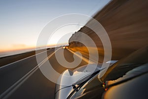 Cars on the road at the dusk