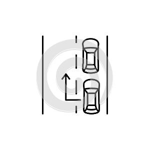 Cars, road icon. Simple line, outline vector elements of driving school icons for ui and ux, website or mobile application