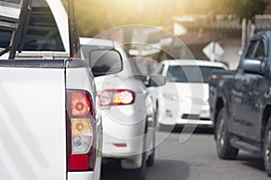 Cars on the road and Parked car.