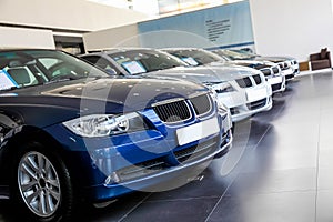 Cars for sale in showroom photo
