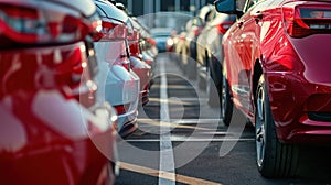 Cars For Sale Stock Lot Row. Car Dealer Inventory