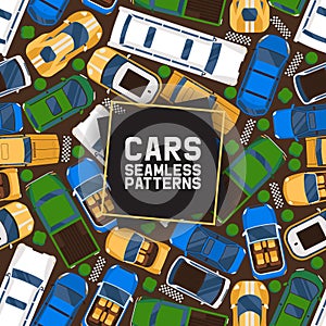 Cars seamless pattern vector illustration. Car, transport, transportation, transfer. Public service. Luxury, sport