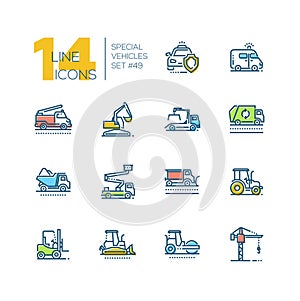 Cars - set of line design style colorful icons