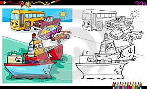 Cars and ship characters coloring book
