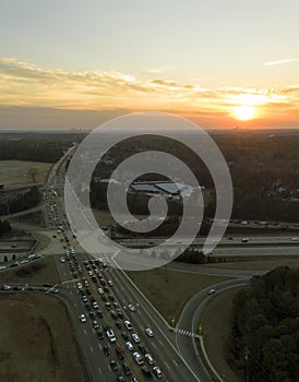 Cars sit in heavy traffic on Interstate 540 in North Raleigh at evening rush hour