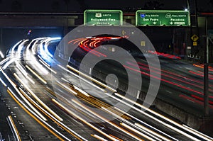 Cars Speeding Along the 101 Freeway in downtown Los Angeles