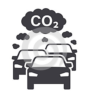 Cars and traffic CO2 clouds symbol pollution