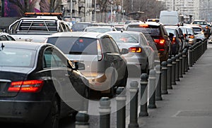 Cars in traffic. urban agglomeration. city â€‹â€‹life.