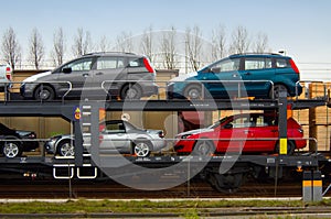 Cars on a train