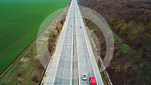 Cars and trucks running on the highway