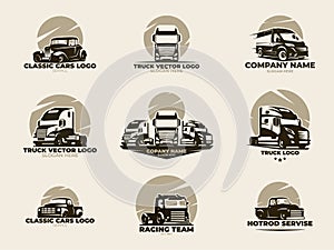 Cars & trucks vector logo set