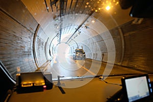 Cars in a tunnel in the city of Tokyo