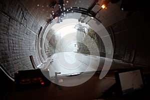 Cars in a tunnel in the city of Tokyo