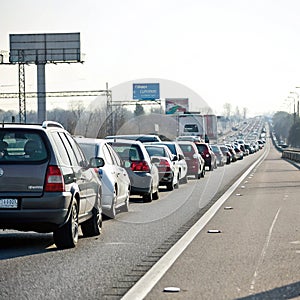 Cars in turn on highway