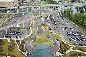 Cars under bridge