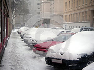 Cars under snow