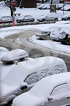 Cars under snow
