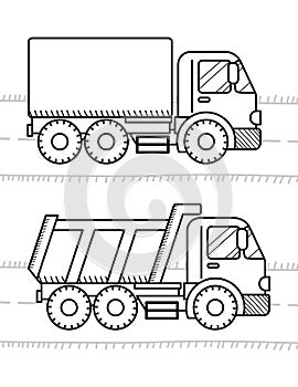 Cars and vehicles coloring book for kids. Dump Truck, truck
