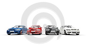 Cars on white background