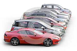 Cars on white background