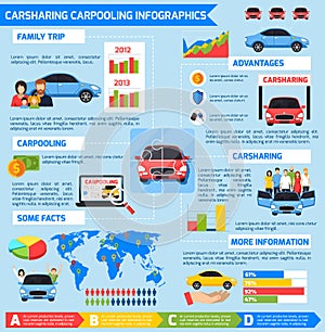 Carsharing Carpooling Infographics photo