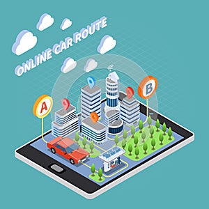 Carsharing Isometric Composition
