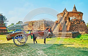 The cart at the ancient temple, Ava, Myanmar