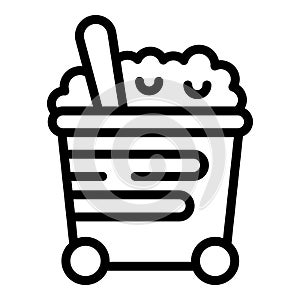 Cart clean bucket icon outline vector. Bath broom