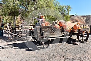 Cart dressed for Halloween at Calico Ghost town