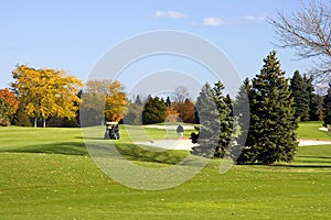 Cart Golfers On The Fairway