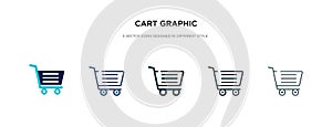 Cart graphic icon in different style vector illustration. two colored and black cart graphic vector icons designed in filled,