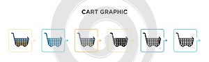 Cart graphic vector icon in 6 different modern styles. Black, two colored cart graphic icons designed in filled, outline, line and