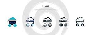 Cart icon in different style vector illustration. two colored and black cart vector icons designed in filled, outline, line and