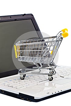 Cart and keyboard. Online Shopping