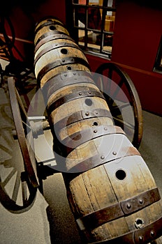 Cart with old beer barrel