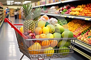Cart purchase market supermarket grocery healthy store fruit apple shopping sale fresh food