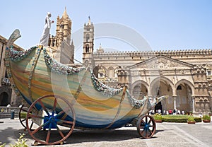 Cart of santa rosalia in the Cathedral of Palermo