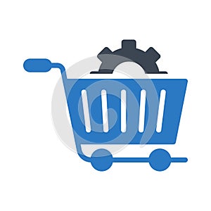 Cart setting glyph color flat vector icon